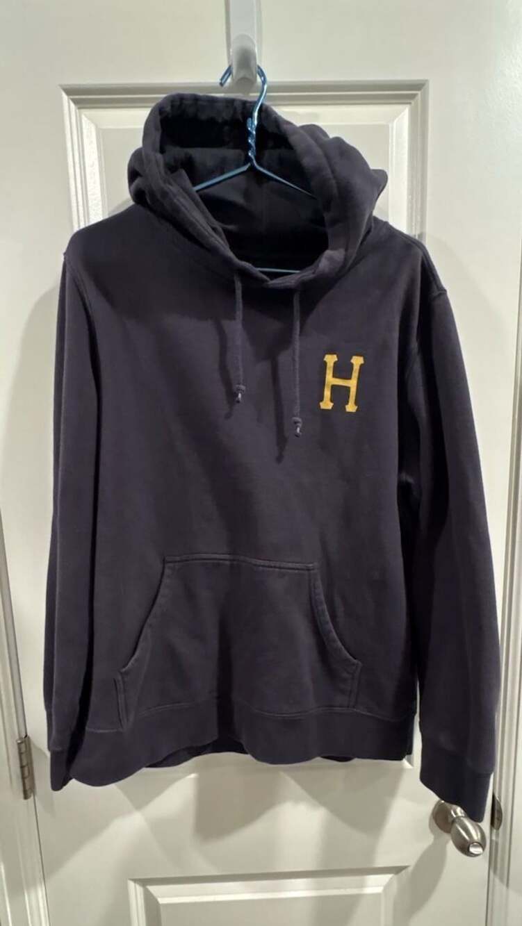 HUF Keys to the City P/O Hoodie Size L Navy Floral